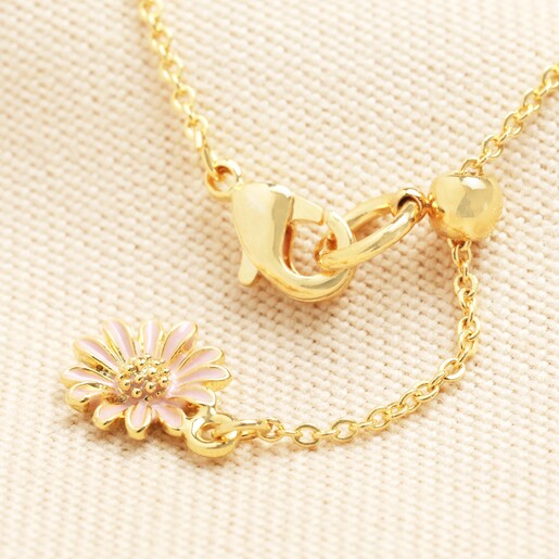 Pink Yellow and Peach Hummingbird Pendant Necklace in Gold