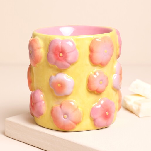 Retro Floral Yellow and Pink Ceramic Wax Burner Retro Floral Yellow and Pink Ceramic Wax Burner