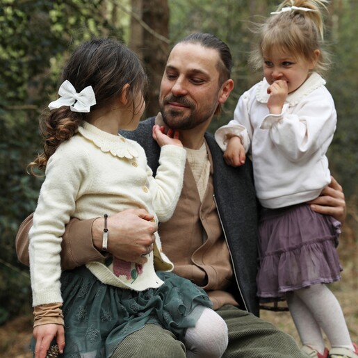 Men's Personalised Sterling Silver ID Cord Bracelet in Brown 