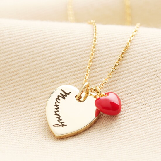 (WHS) Mummy Tiny Enamel Heart Necklace