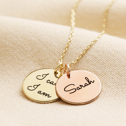 Lisa Angel Ladies' Engraved Personalised Mixed Metal Disc Charm Necklace