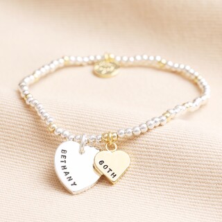 Personalised 60th Birthday Gold and Silver Bead Bracelet