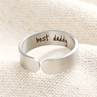 Men's Personalised Stainless Steel Adjustable Brushed Ring