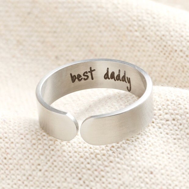 Personalised Adjustable Stainless Steel Brushed Ring Personalised Adjustable Stainless Steel Brushed Ring