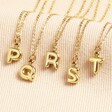 Stainless Steel Bubble Initial Pendant Necklace in Gold