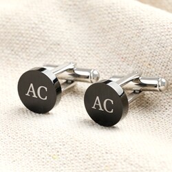 Personalised Initials Stainless Steel Dark Cufflinks