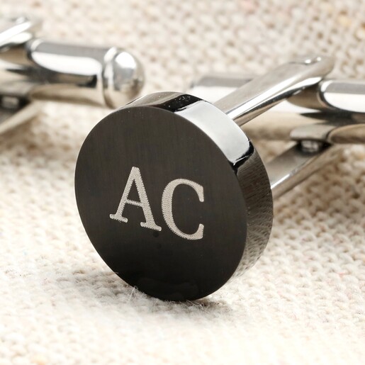 Personalised Initials Stainless Steel Dark Cufflinks 