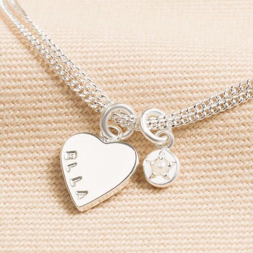 Personalised Heart and Birthstone Charm Bracelet