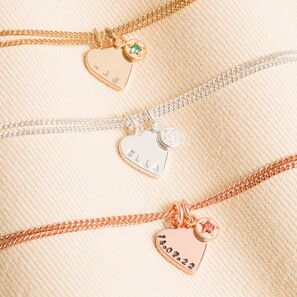 Personalised Heart and Birthstone Charm Bracelet