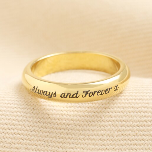 Personalised Stainless Steel Thick Band Ring in Gold