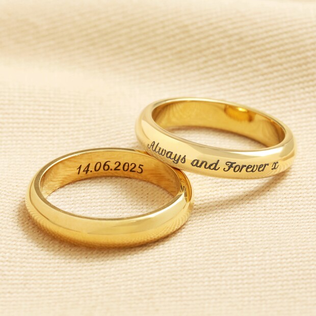Personalised Stainless Steel Thick Band Ring in Gold Personalised Stainless Steel Thick Band Ring in Gold