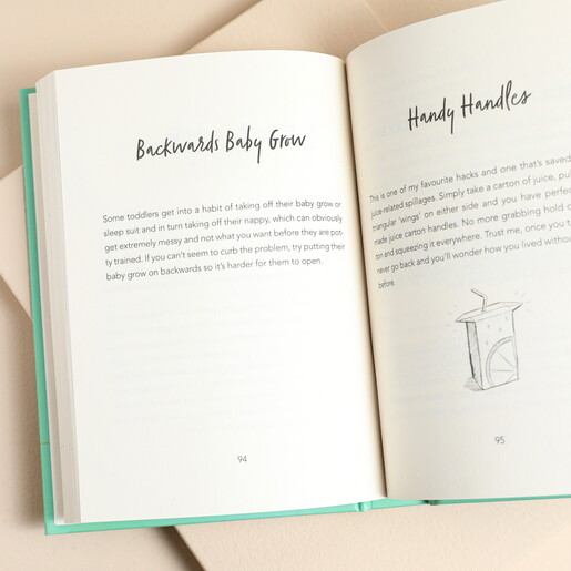 Opened Page of The Little Book of Mum Hacks Book