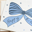 Heather Evelyn Birthday Blue Bow Card close up