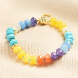 Magnetic Multicoloured Beaded Bracelet in Gold