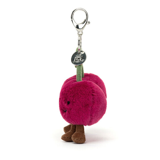 Side View of Cherries Bag Charm Soft Toy