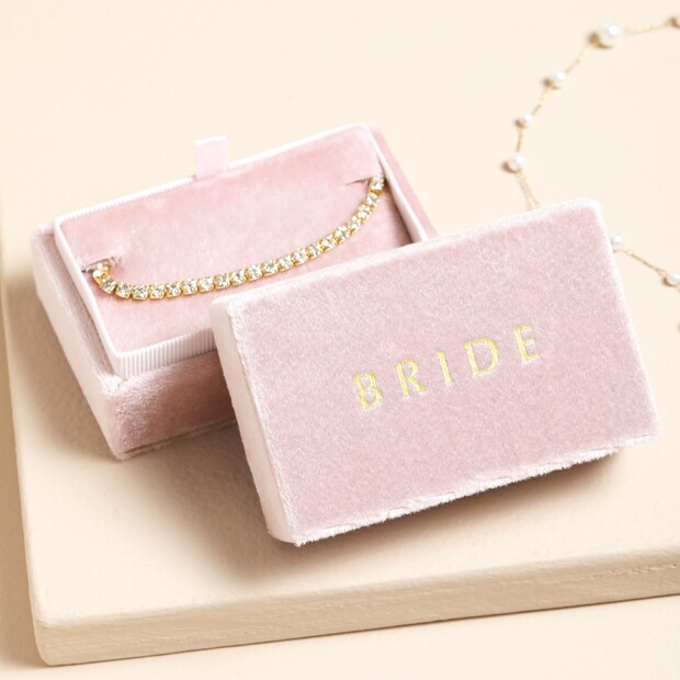 'Bride' Blush Pink Velvet Bracelet Box 'Bride' Blush Pink Velvet Bracelet Box