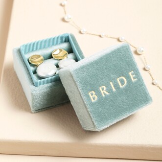'Bride' Green Velvet Earrings Box