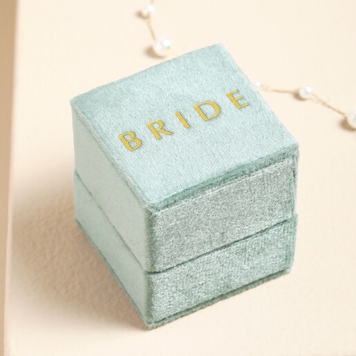 'Bride' Green Velvet Earrings Box
