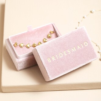 'Bridesmaid' Blush Pink Velvet Bracelet Box