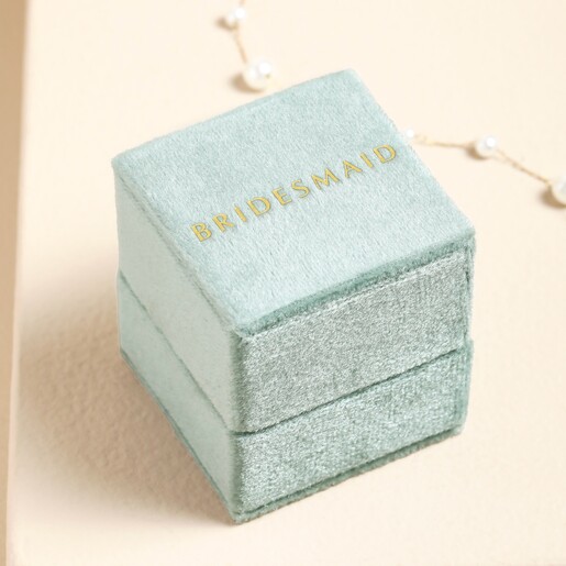 'Bridesmaid' Green Velvet Earrings Box