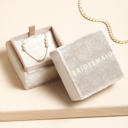 'Bridesmaid' Natural Velvet Necklace Box