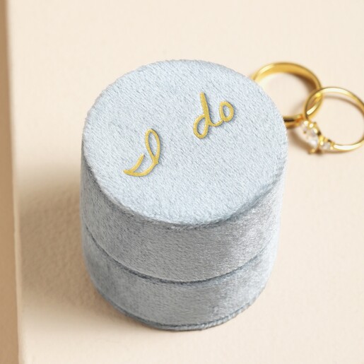  'I Do' Wedding Blue Velvet Ring Box
