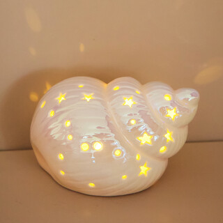 Ceramic White Conch Shell LED Night Light