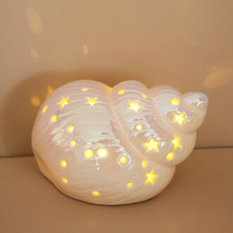 Ceramic White Conch Shell LED Night Light