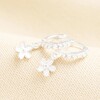 Sterling Silver Flower Crystal Huggie Hoop Earrings
