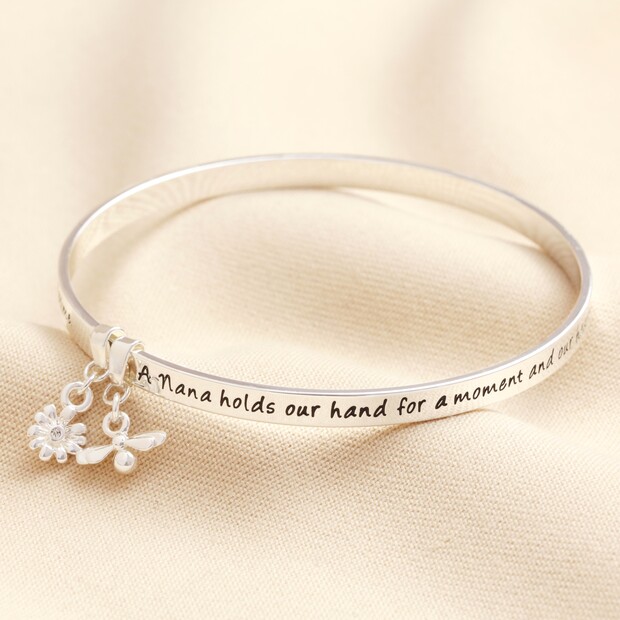 'Nana' Meaningful Word Bangle in Silver