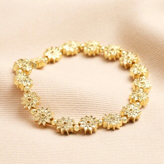 Flower Beaded Bracelet in Gold