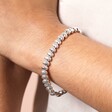 Close Up Model Shot of Shell Bead Bracelet in Silver on Model