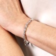 Close Up of Stainless Steel Twisted Bead Bracelet in Silver