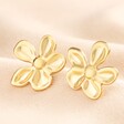 Stainless Steel Large Asymmetric Flower Stud Earrings in Gold