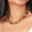 Stainless Steel Dual Link Chain Necklace in Gold