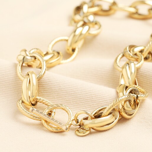 Stainless Steel Dual Link Chain Necklace in Gold Stainless Steel Dual Link Chain Necklace in Gold