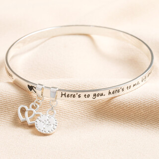 'Sisters' Meaningful Word Bangle in Silver