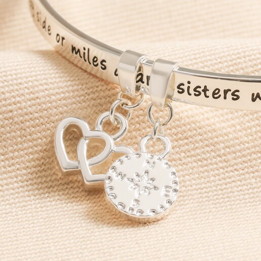 'Sisters' Meaningful Word Bangle in Silver 'Sisters' Meaningful Word Bangle in Silver