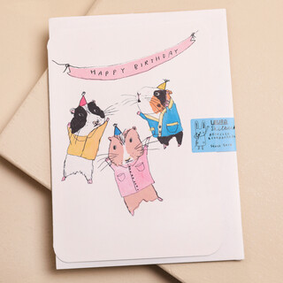 Laura Skilbeck Guinea Pig Party Birthday Card