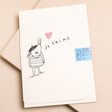 Laura Skilbeck Je T'Aime Bunny Card on a neutral background