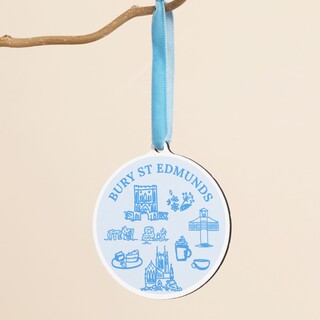 Bury St Edmunds Wooden Hanging Sketch Decoration