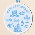 Close Up of Bury St Edmunds Wooden Hanging Sketch Decoration