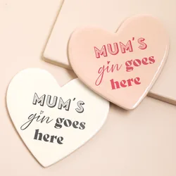 Mum's Gin Goes Here Ceramic Heart Coaster