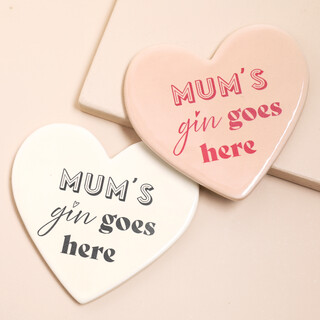 Mum's Gin Goes Here Ceramic Heart Coaster