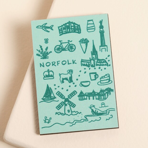 Norfolk Sketch Wooden Magnet Norfolk Sketch Wooden Magnet