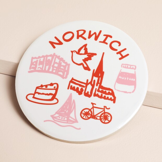 Norwich Sketch Round Coaster Norwich Sketch Round Coaster