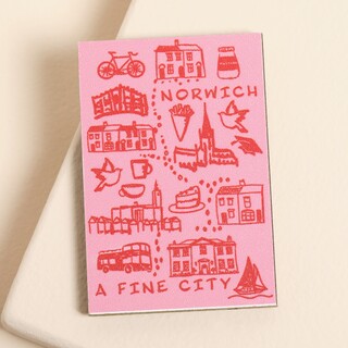 Norwich Sketch Wooden Magnet