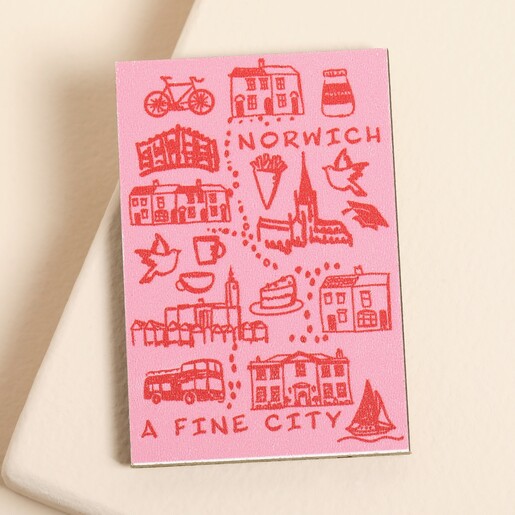 Norwich Sketch Wooden Magnet