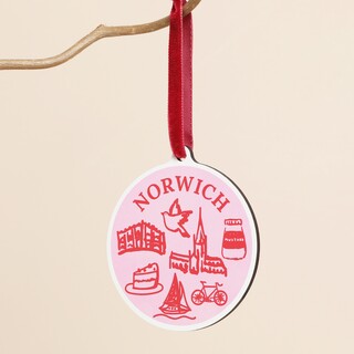 Norwich Wooden Hanging Sketch Decoration