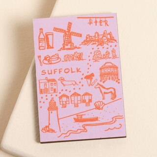 Suffolk Sketch Wooden Magnet